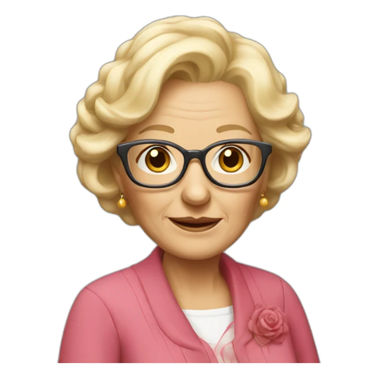 Grandmother blond old with glasses earrings and rose clothes sticker