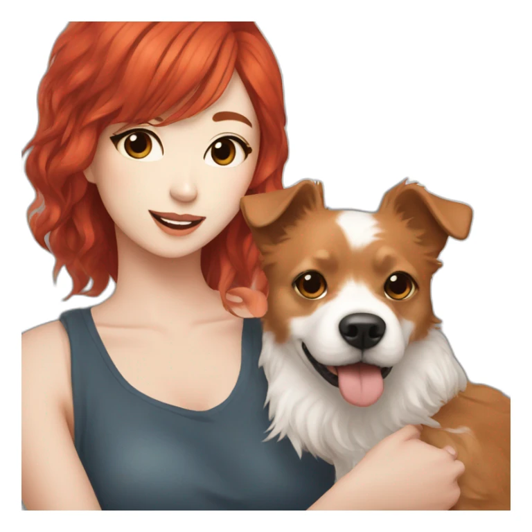 Red-haired K-pop singer with dog ggmaltese sticker