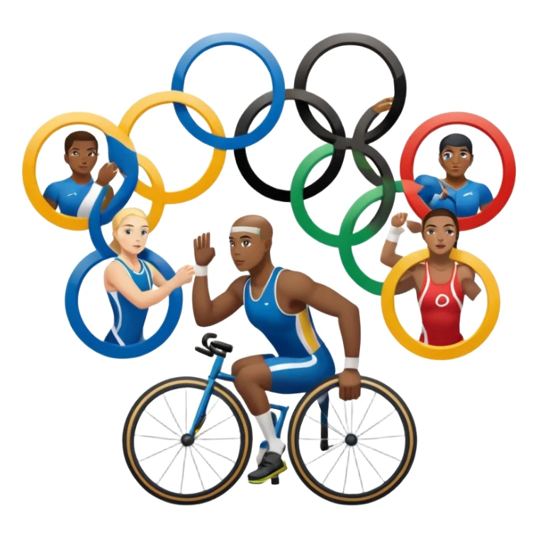 paralympic games with disable athletes with the olypic rings sticker