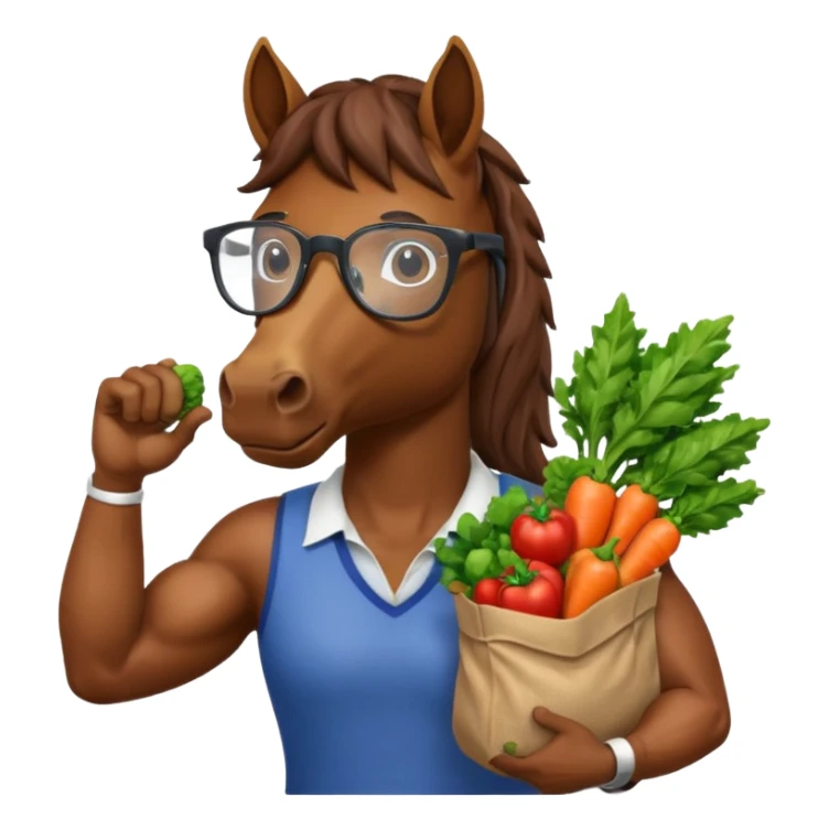 horse with glasses and holding vegetables bag sticker