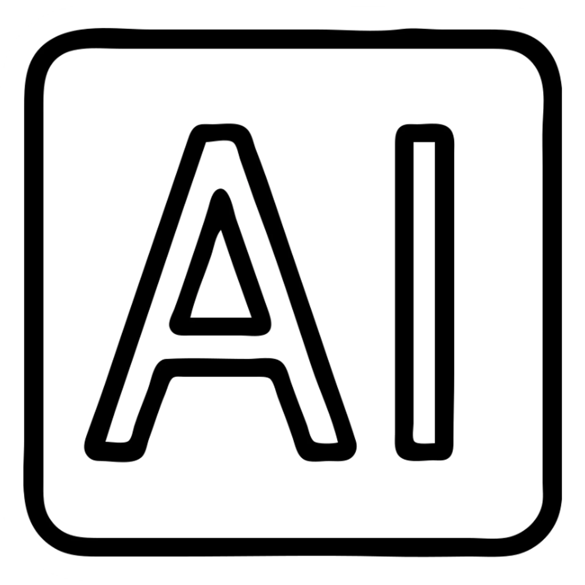 white icon with only 'AI' text, simple outlined icon style sticker