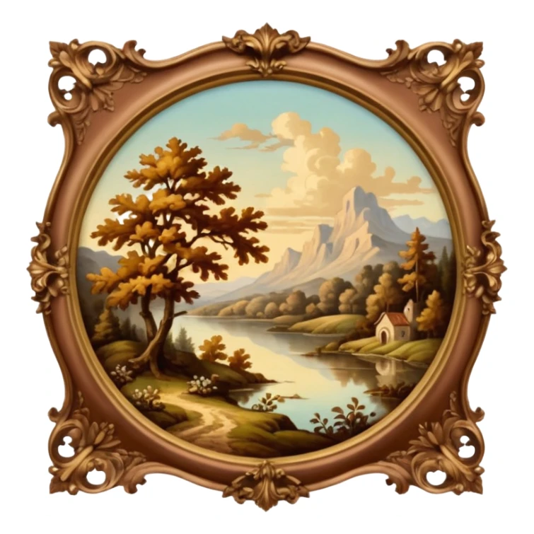 Vintage brown rococo painting art nature  sticker