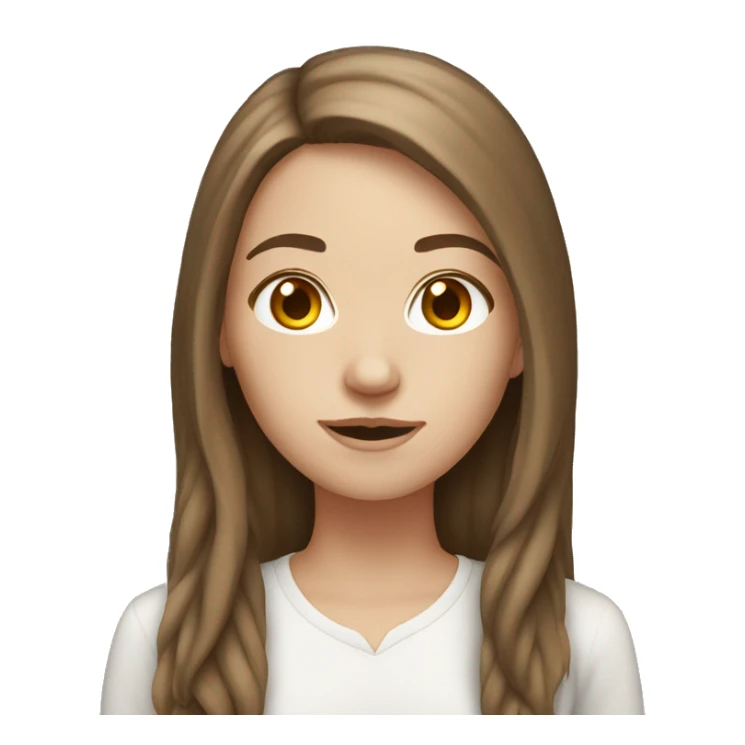 white girl, long brown hair, using pc sticker
