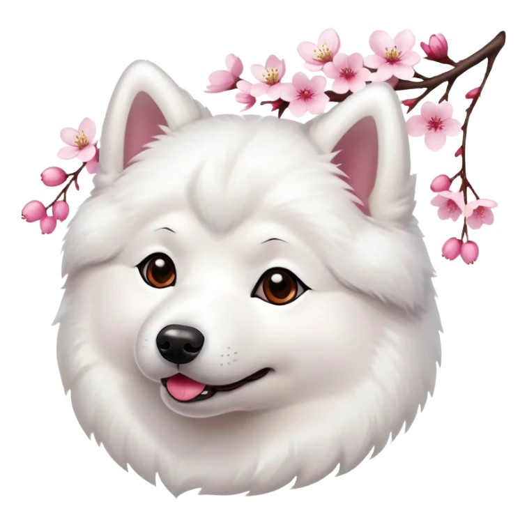 A cute  little  white Samoye and cherry blossom sticker