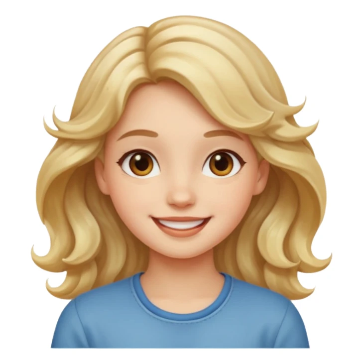 Now, the same girl but with a happy face please with light wavy hair sticker