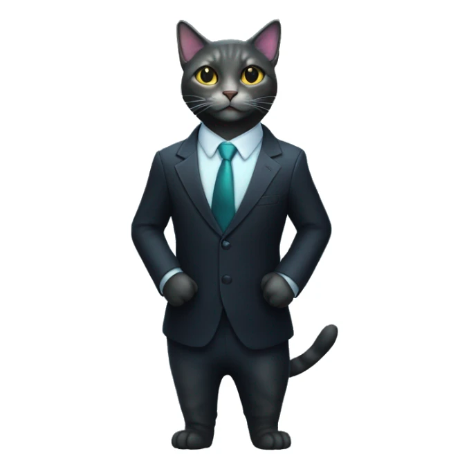 Cat wearing Dark iridescent business suit glowing sticker