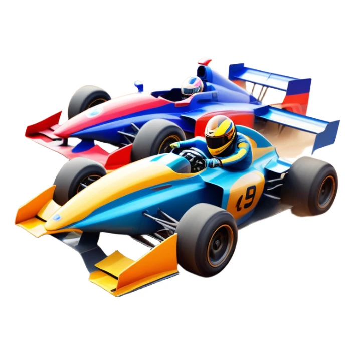 A sleek racing car and motorcycle speeding on a track, leaving a trail of dust behind. The scene captures the thrill of high-speed competition, with blurred motion and vibrant colors, highlighting the dynamic energy of motorsport. sticker