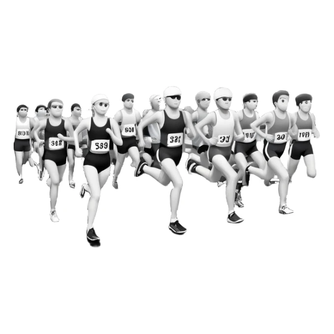 start line at race with banner saying start no people sticker