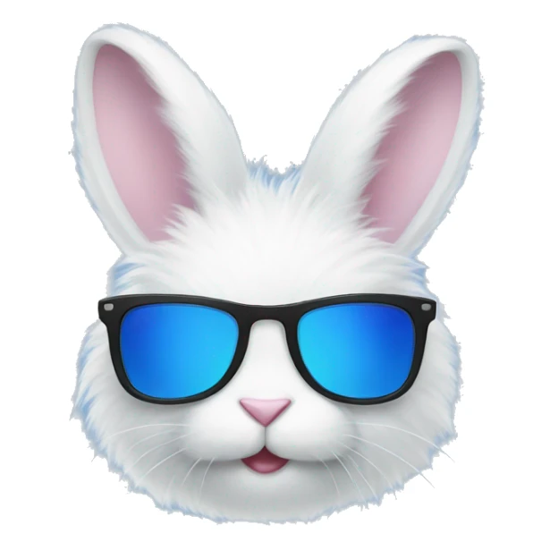 Very fluffy rabbit with blue sunglasses sticker