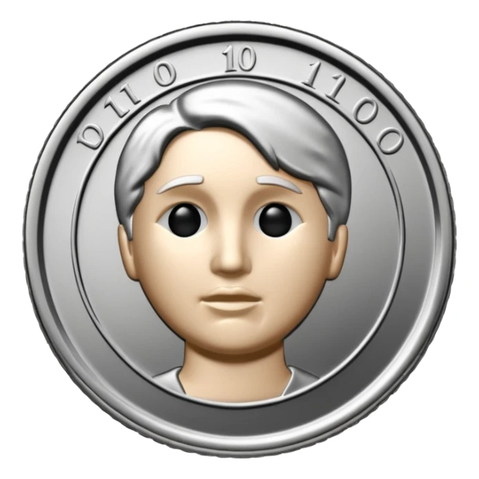 Silver Dime Coin With Out A Face & The Silver Number 10$ On It sticker