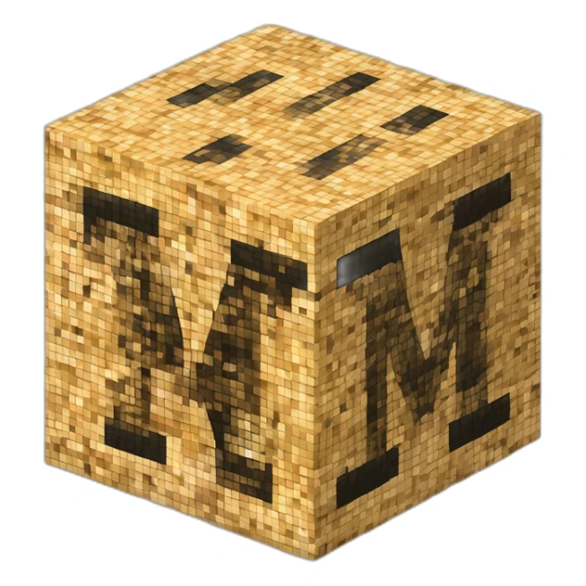 Letter "M" made of cube of pixels with cheetah pattern sticker