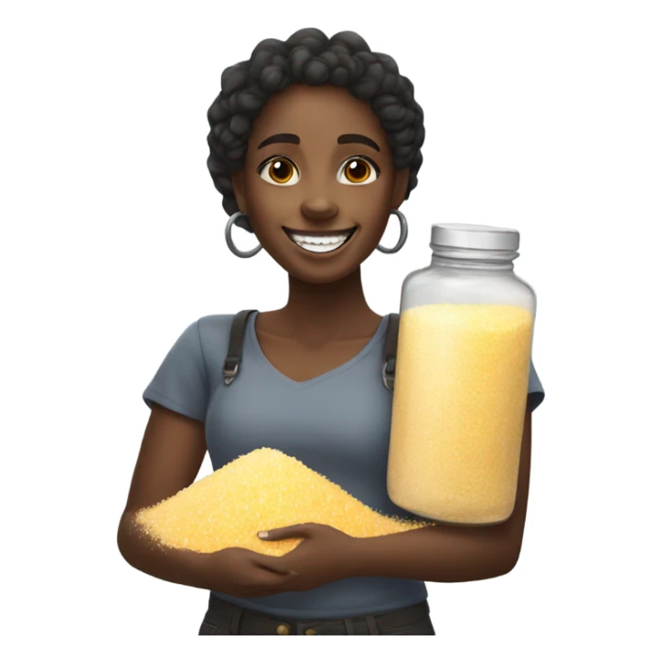 Happy black girl with a pile of salt sticker