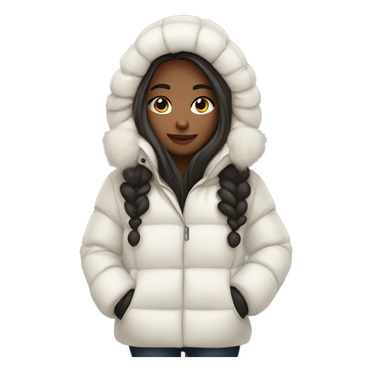 cute white long haired brunette in an oversized puffer coat sticker