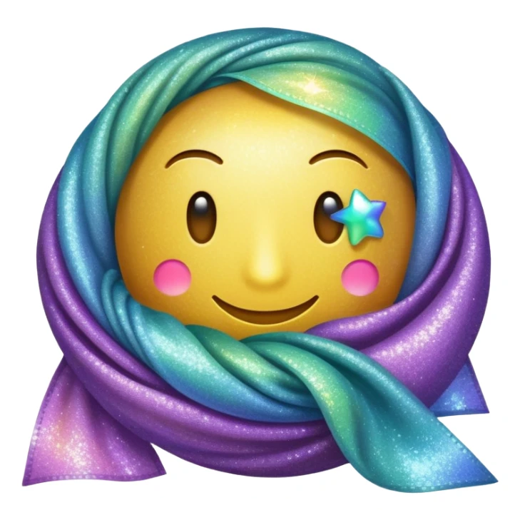 large sparkle emoji in the foreground with a roll of fabric visible behind it sticker