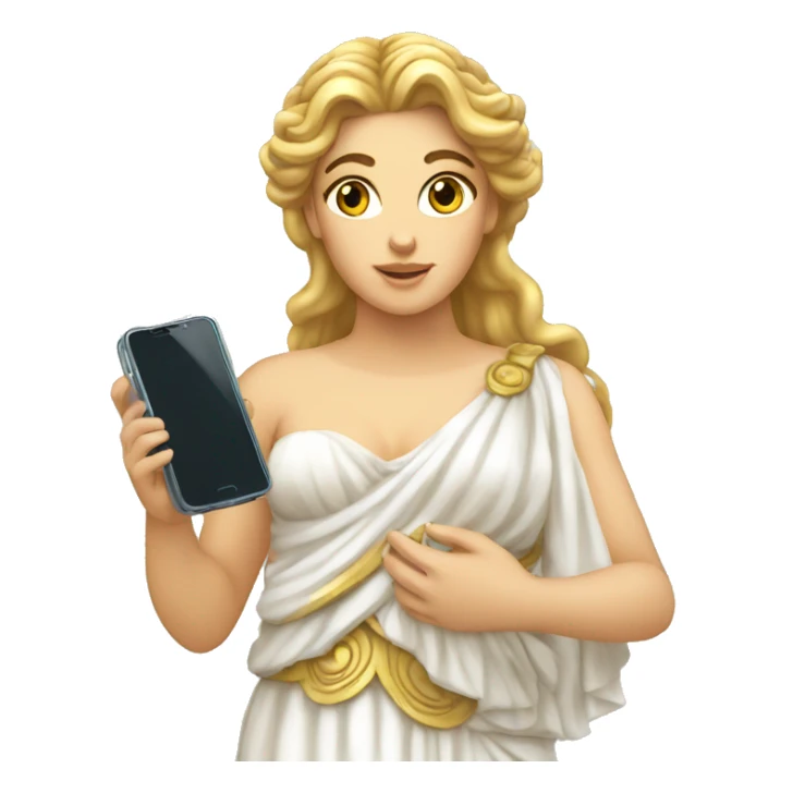 Greek goddess Aphrodite holding a cell phone sticker
