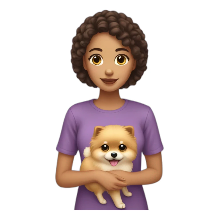 light-skinned-girl-petting-pomeranian sticker