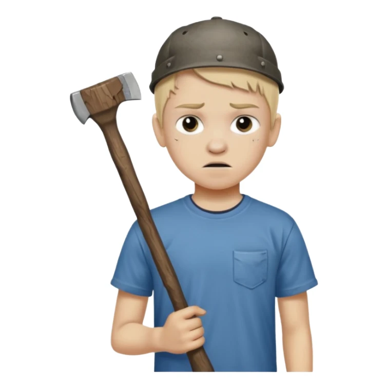 13 y/o Brian robeson at the beginning of Hatchet
distressed, has hatchet sticker