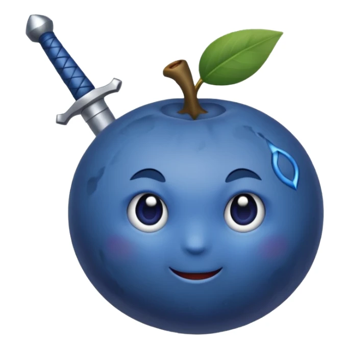 Blueberry fruit with sword in iy sticker