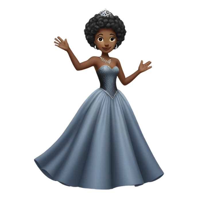 Black princess holding hand up sticker