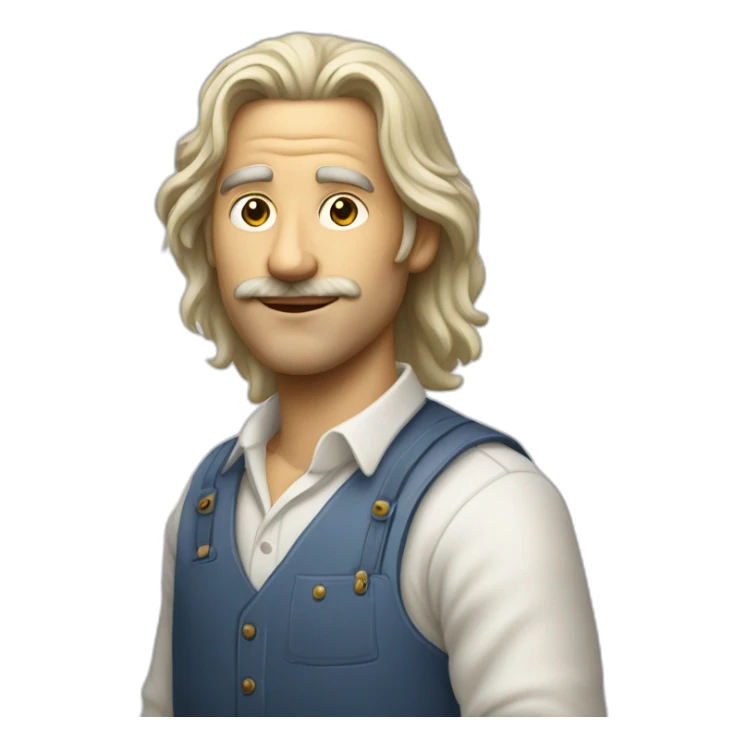 Man painter with a mid long withe hair without moustach and with a pen in his hand sticker