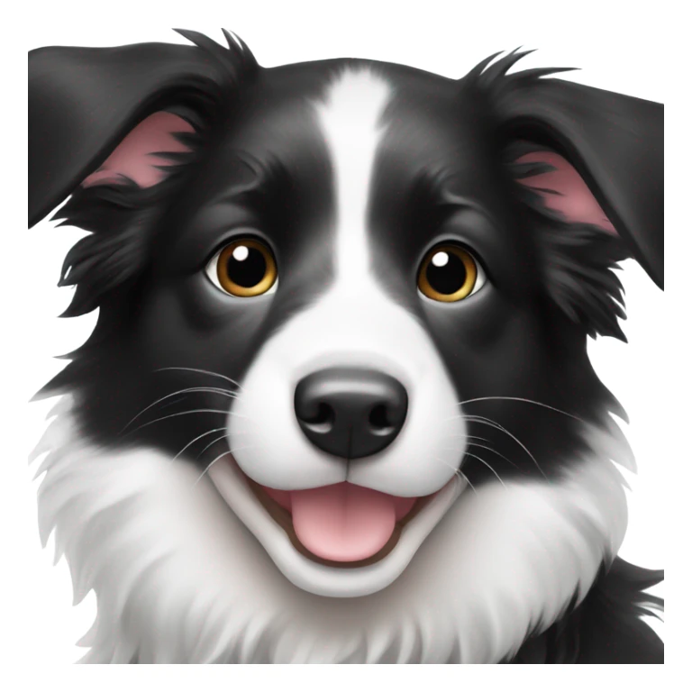 a black and white border collie puppy smiling sticker