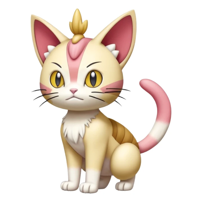 Skitty-Meowth-Pokémon-Fakémon-hybrid-creature (full body) sticker