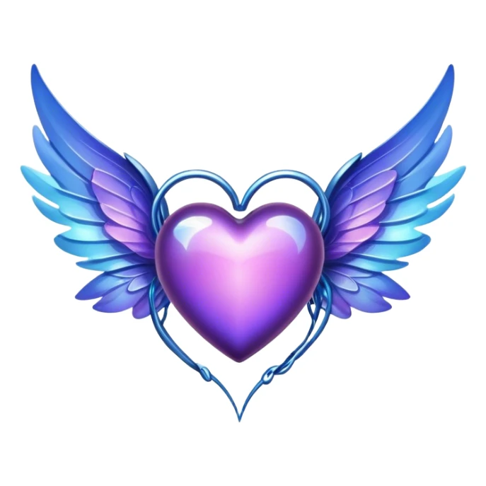 Purple Heart with blue fairy wings sticker