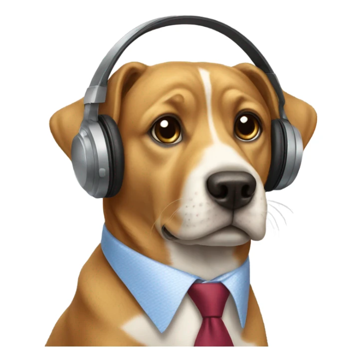 Dog wearing tie and headphones sticker