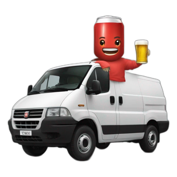 Fiat Ducato red bad guy drinking beer in t-shirt 52 sticker