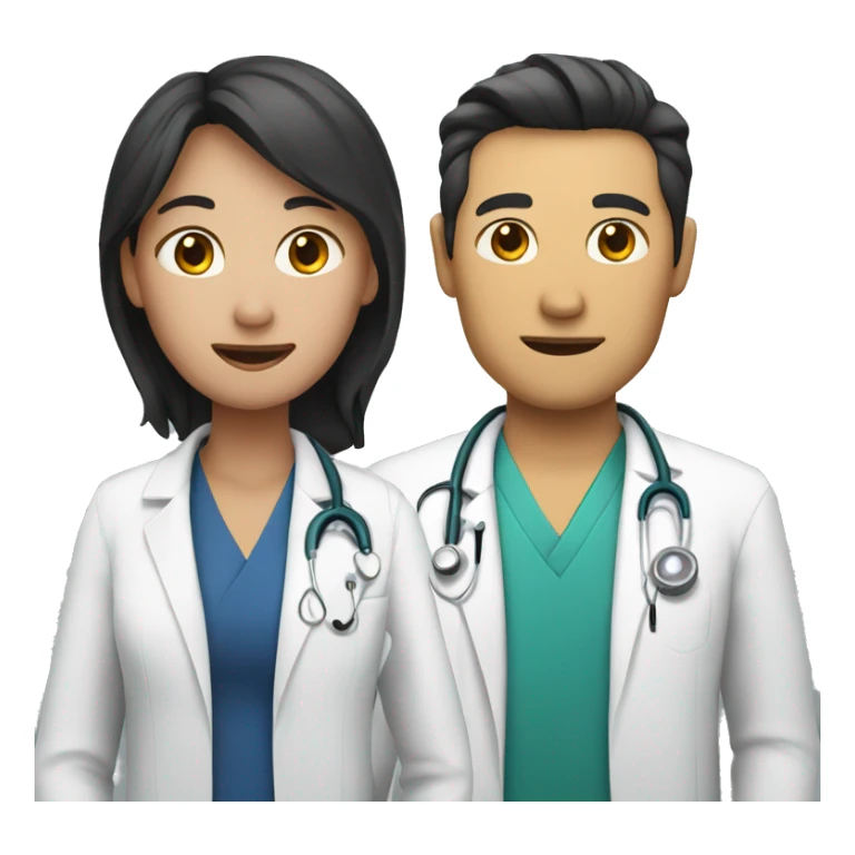 western doctor with asian doctor sticker