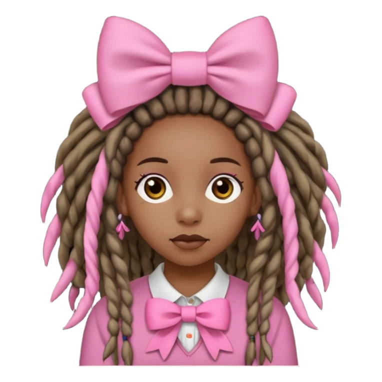 A black girl with dreadlocks and pink bows sticker