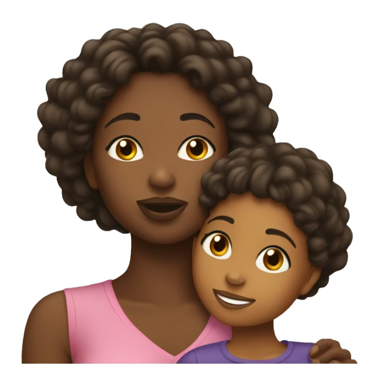 Black mom kissing daughter on the cheek sticker