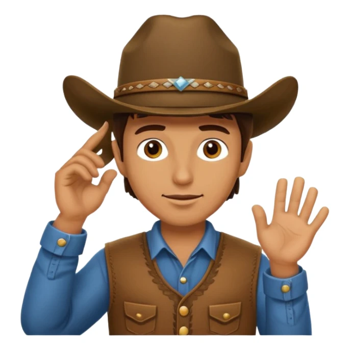 Cowboy tipping his hat. TIPPING HIS HAT sticker