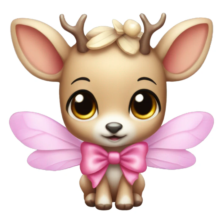 baby deer with fairy wings and a pink bow around its neck  sticker