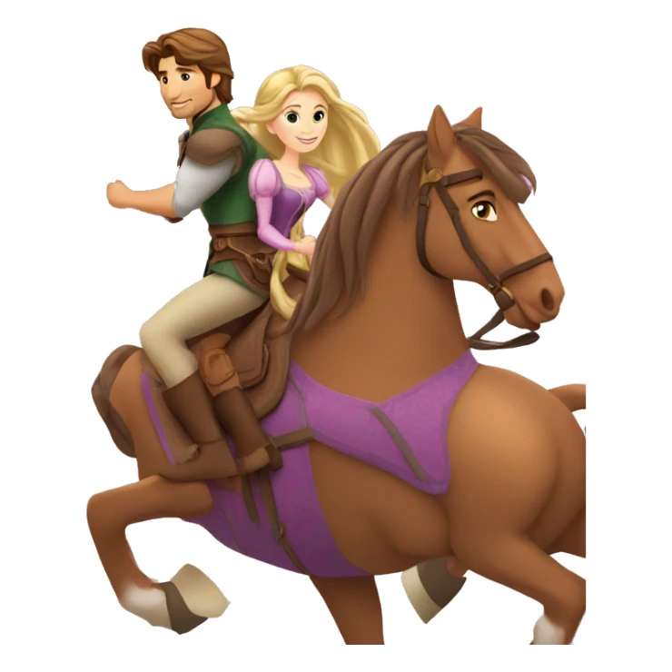 Rapunzel and Flynn Rider riding on a horse sticker