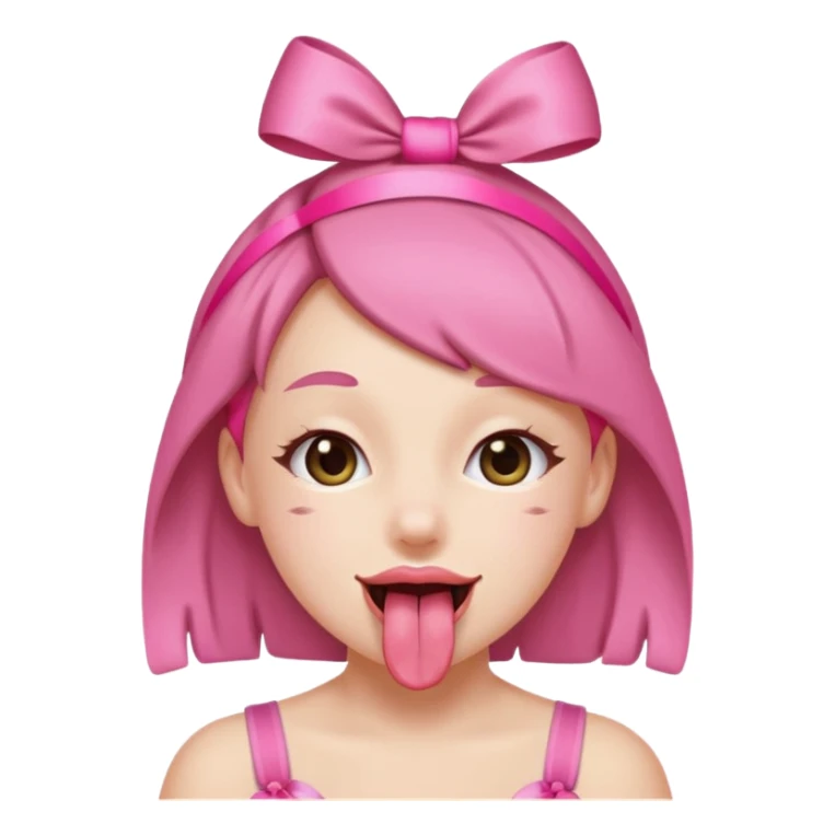 Winky face with tongue out with a small pink ribbon on head sticker