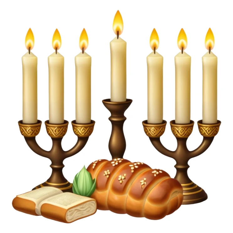 shabbat set of candles challah and kiddish cut sticker