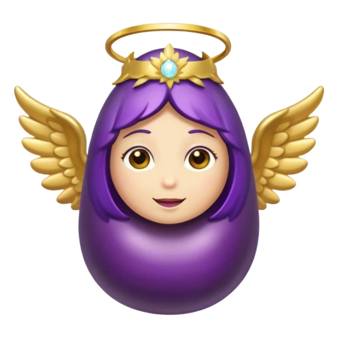 Original eggplant emoji wearing an angel halo sticker