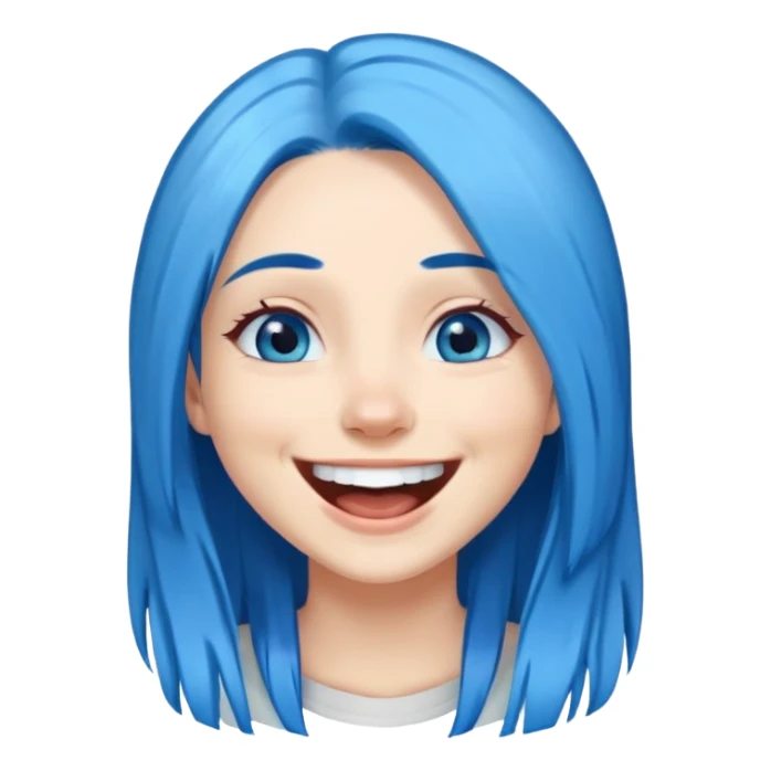 Blue haired blue eyes female really long straight hair laughing sticker