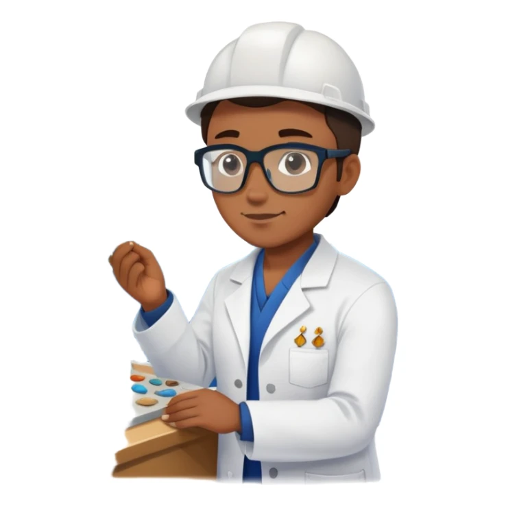 Marine geologist examining rock samples on deck of research vessel sticker