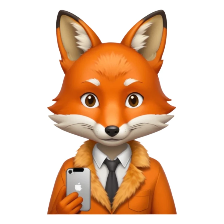fox waist up in a shirt, iPhone emoji style sticker