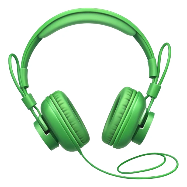 simple green headphones with one cord running down off the bottom edge sticker