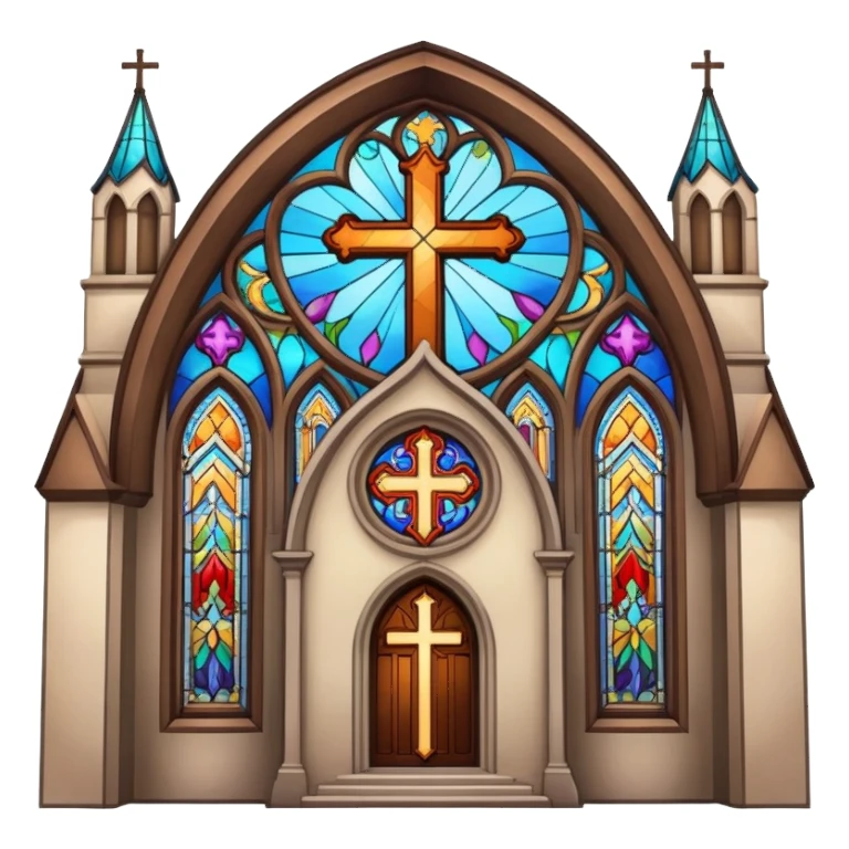 Church with cross and stained glass windows sticker