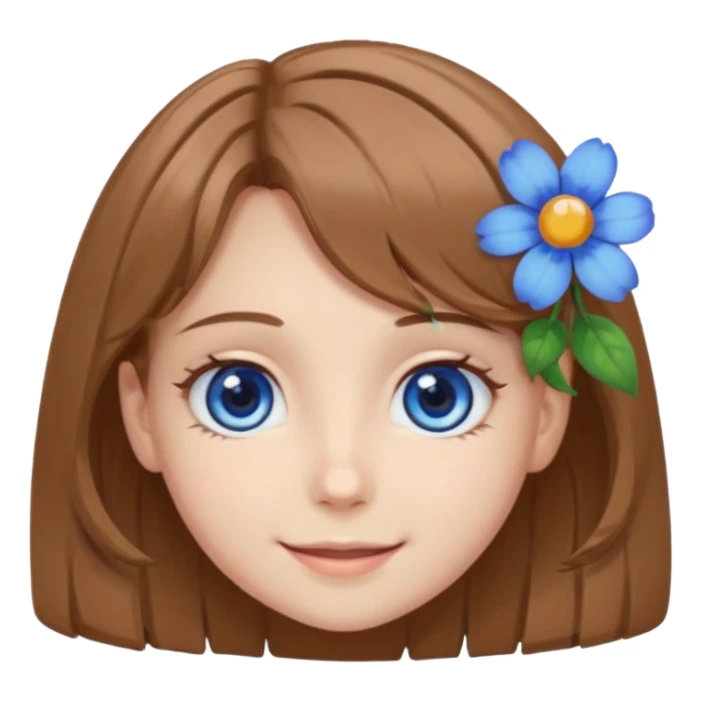 Neuro-Sam’s, AI Vtuber, light-brown hair, blue big round eyes, flor eyes. sticker