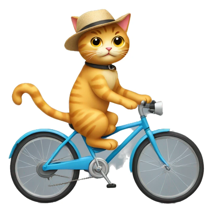 Cat wearing a hat riding a bike  sticker