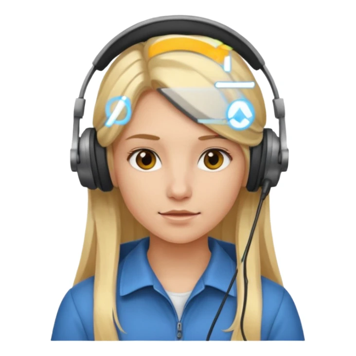 Blonde girl with long hair working sticker