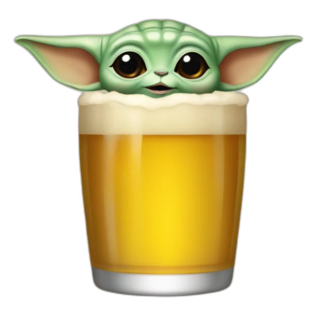Baby yoda drink beer sticker