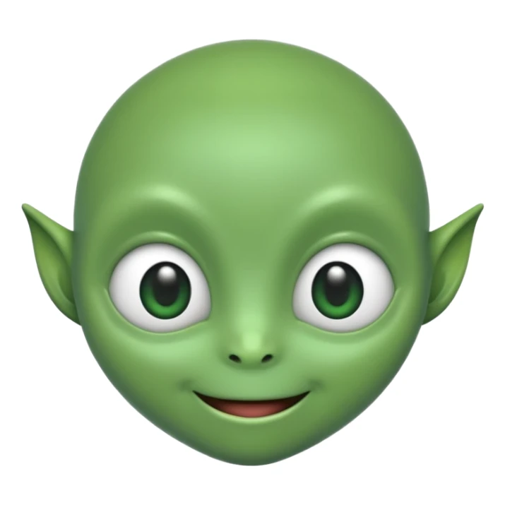 A cute alien face with two white eyes, no antennae, no nostrils sticker