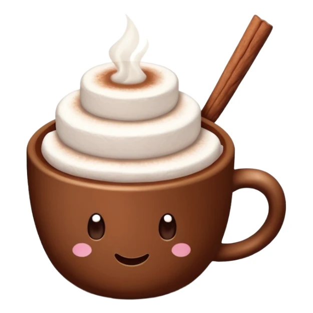 cup of cocoa with marshmallows, no face sticker