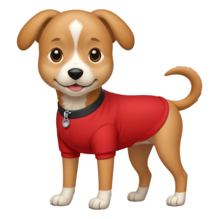 a dog with legs and arms with red clothers on sticker